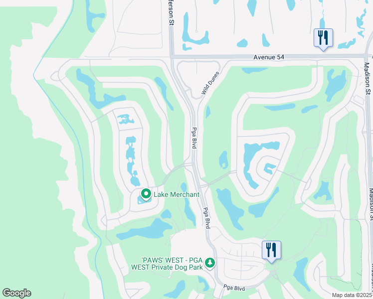 map of restaurants, bars, coffee shops, grocery stores, and more near 55069 Oakhill in La Quinta