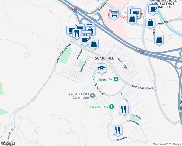 map of restaurants, bars, coffee shops, grocery stores, and more near 300 Dewdrop in Irvine