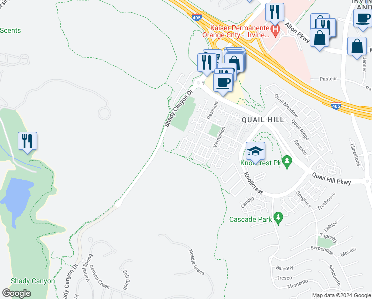 map of restaurants, bars, coffee shops, grocery stores, and more near 236 Terra Cotta in Irvine