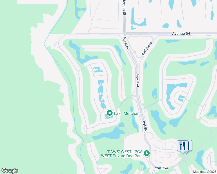 map of restaurants, bars, coffee shops, grocery stores, and more near 55102 Tanglewood in La Quinta