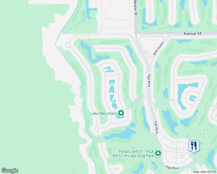 map of restaurants, bars, coffee shops, grocery stores, and more near 55180 Firestone in La Quinta