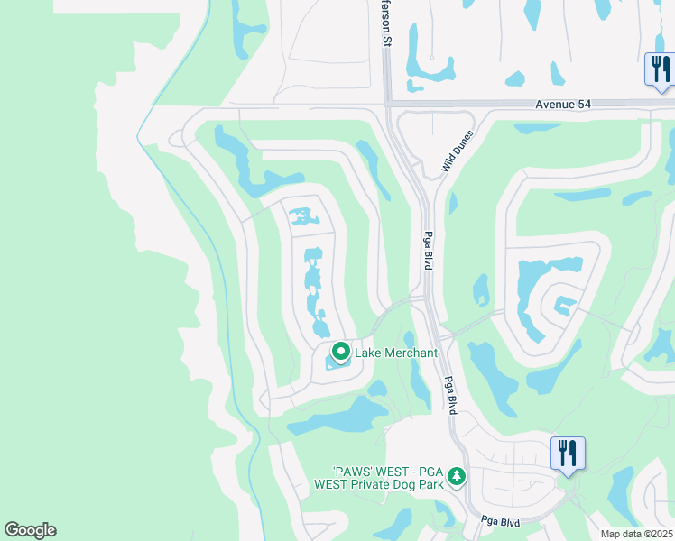 map of restaurants, bars, coffee shops, grocery stores, and more near 55102 Tanglewood in La Quinta