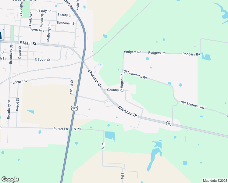 map of restaurants, bars, coffee shops, grocery stores, and more near 1203 Sherman Drive in Whitesboro