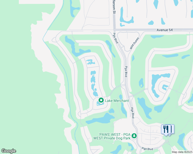 map of restaurants, bars, coffee shops, grocery stores, and more near 55111 Tanglewood in La Quinta