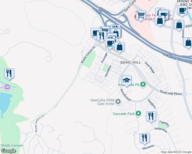 map of restaurants, bars, coffee shops, grocery stores, and more near 82 Passage in Irvine