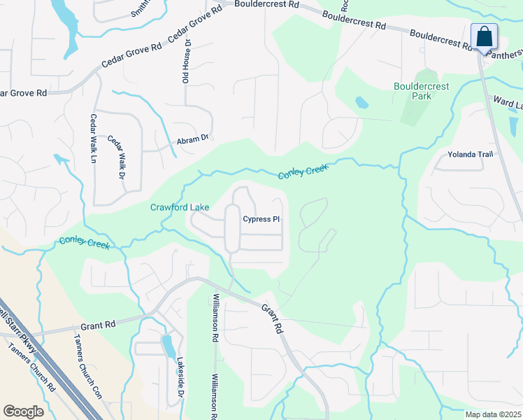map of restaurants, bars, coffee shops, grocery stores, and more near 2116 Cypress Place in Ellenwood