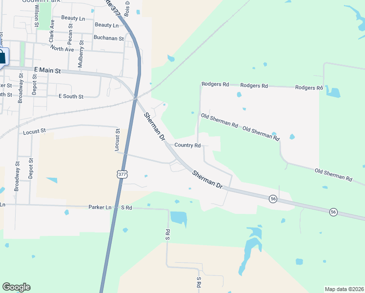 map of restaurants, bars, coffee shops, grocery stores, and more near 1203 Sherman Drive in Whitesboro