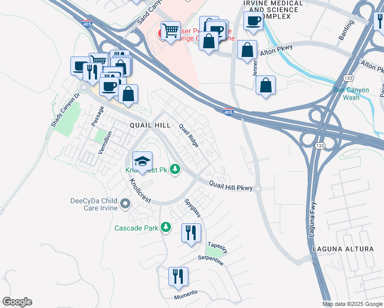 map of restaurants, bars, coffee shops, grocery stores, and more near 81 Reunion in Irvine