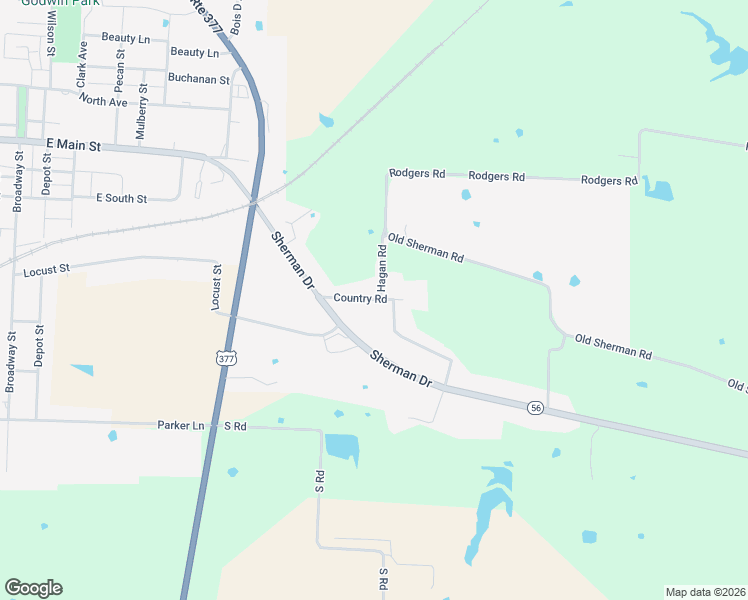 map of restaurants, bars, coffee shops, grocery stores, and more near 104 Brookshear Drive in Whitesboro