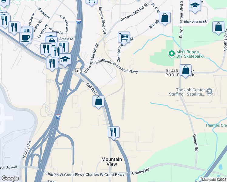 map of restaurants, bars, coffee shops, grocery stores, and more near in Atlanta
