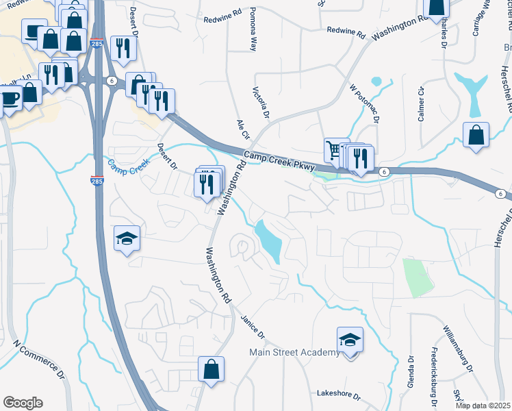 map of restaurants, bars, coffee shops, grocery stores, and more near 4001 Lakemont Drive in Atlanta