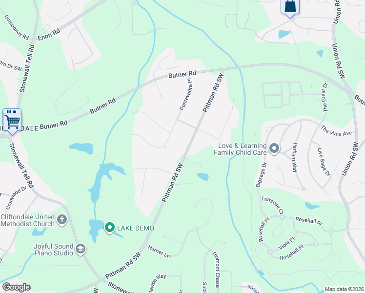 map of restaurants, bars, coffee shops, grocery stores, and more near 3900 Pittman Road Southwest in College Park