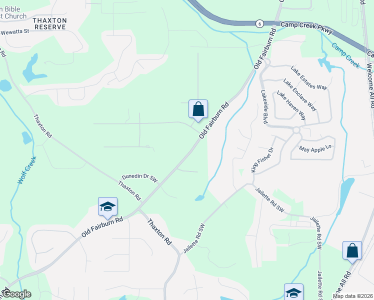 map of restaurants, bars, coffee shops, grocery stores, and more near 3856 Old Fairburn Road in Atlanta