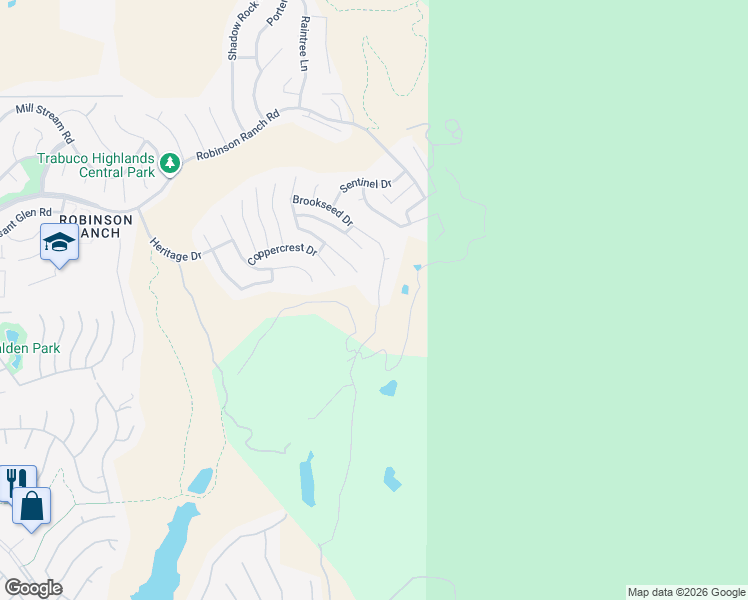 map of restaurants, bars, coffee shops, grocery stores, and more near 32928 Brookseed Drive in Trabuco Canyon