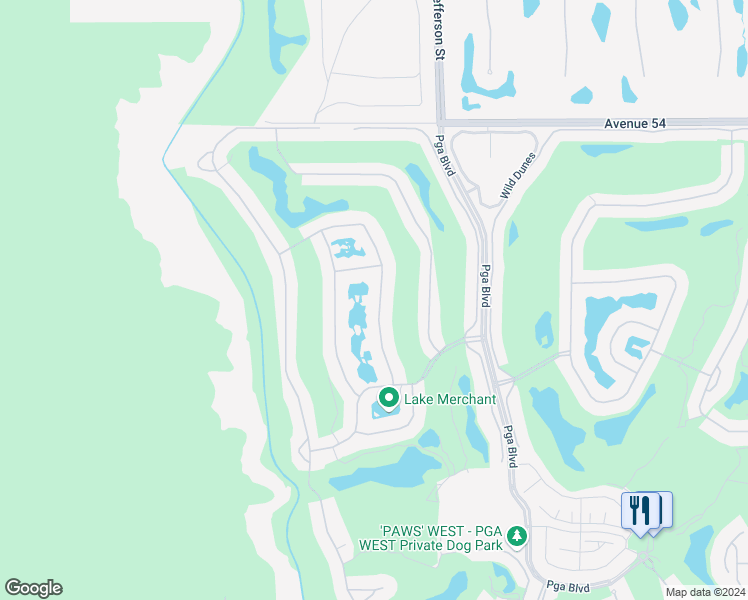 map of restaurants, bars, coffee shops, grocery stores, and more near 55087 Tanglewood in La Quinta