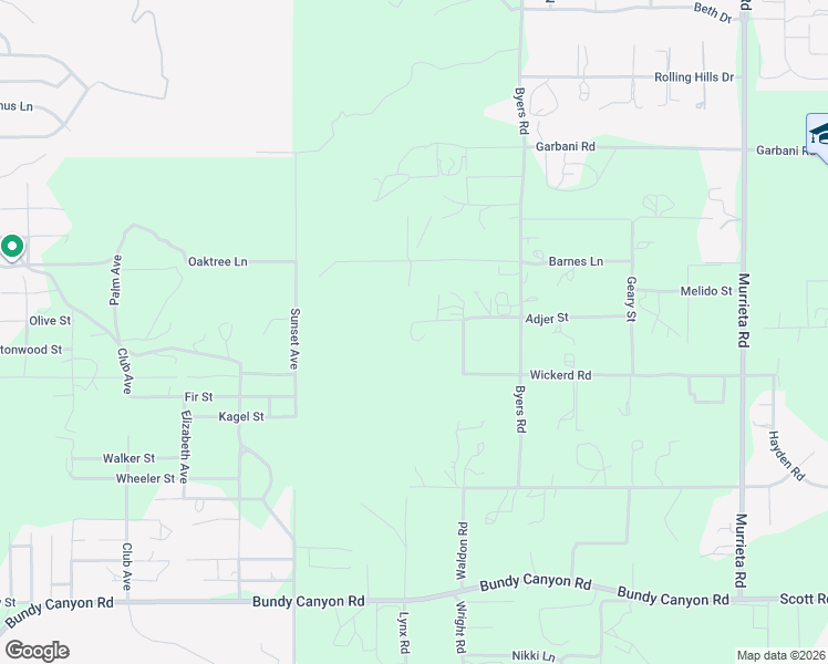map of restaurants, bars, coffee shops, grocery stores, and more near 25295 Adjer Street in Menifee