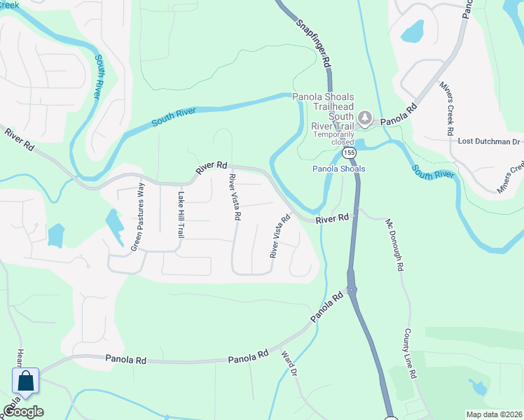 map of restaurants, bars, coffee shops, grocery stores, and more near 4308 Tumbling Lane in Ellenwood
