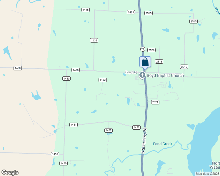 map of restaurants, bars, coffee shops, grocery stores, and more near 3459 Texas 78 in Bonham