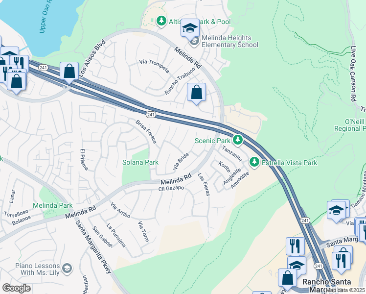 map of restaurants, bars, coffee shops, grocery stores, and more near 30 El Potro in Rancho Santa Margarita
