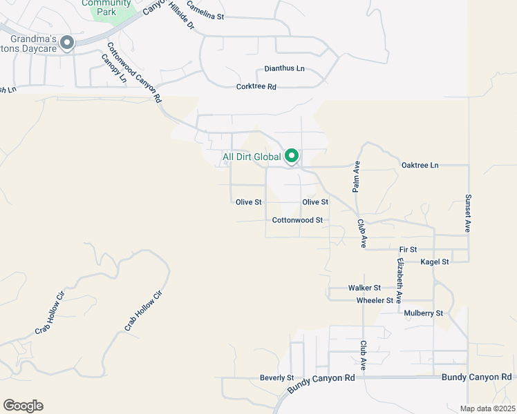 map of restaurants, bars, coffee shops, grocery stores, and more near Olive Street in Wildomar
