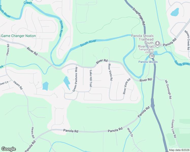 map of restaurants, bars, coffee shops, grocery stores, and more near 4723 River Front Way in Ellenwood