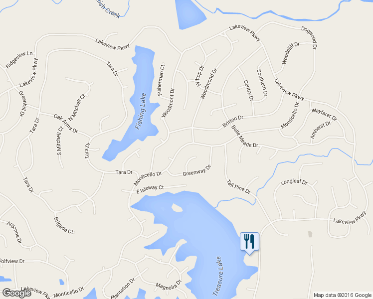 map of restaurants, bars, coffee shops, grocery stores, and more near 5016 Monticello Drive in Villa Rica