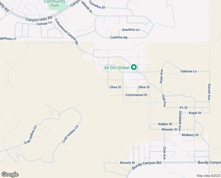 map of restaurants, bars, coffee shops, grocery stores, and more near Olive Street in Menifee