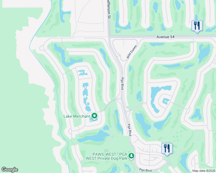 map of restaurants, bars, coffee shops, grocery stores, and more near 55043 Shoal Creek in La Quinta