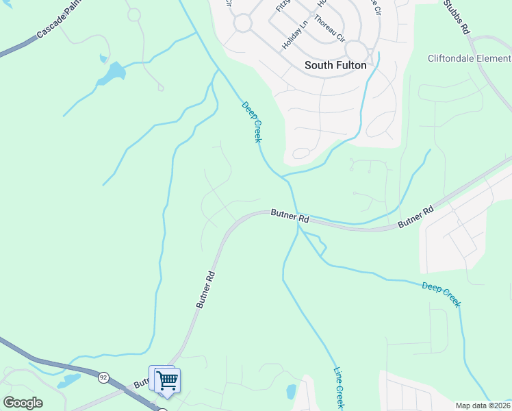 map of restaurants, bars, coffee shops, grocery stores, and more near 7416 Petal Place in Fairburn