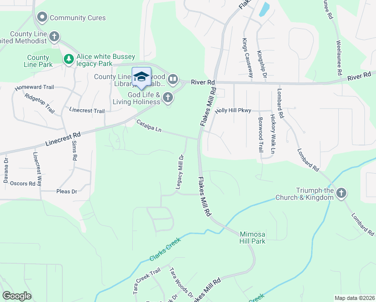 map of restaurants, bars, coffee shops, grocery stores, and more near 4350 Legacy Mill Drive in Ellenwood