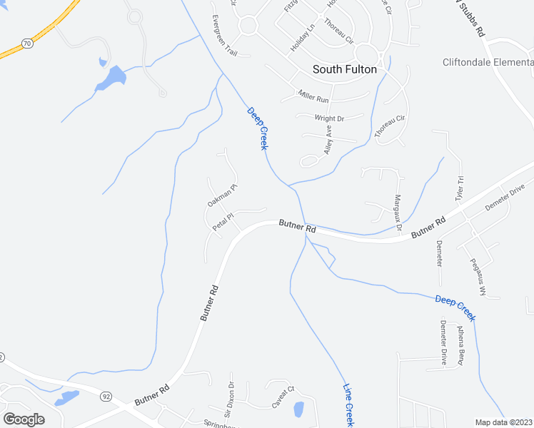 map of restaurants, bars, coffee shops, grocery stores, and more near 7406 Petal Place in Fairburn