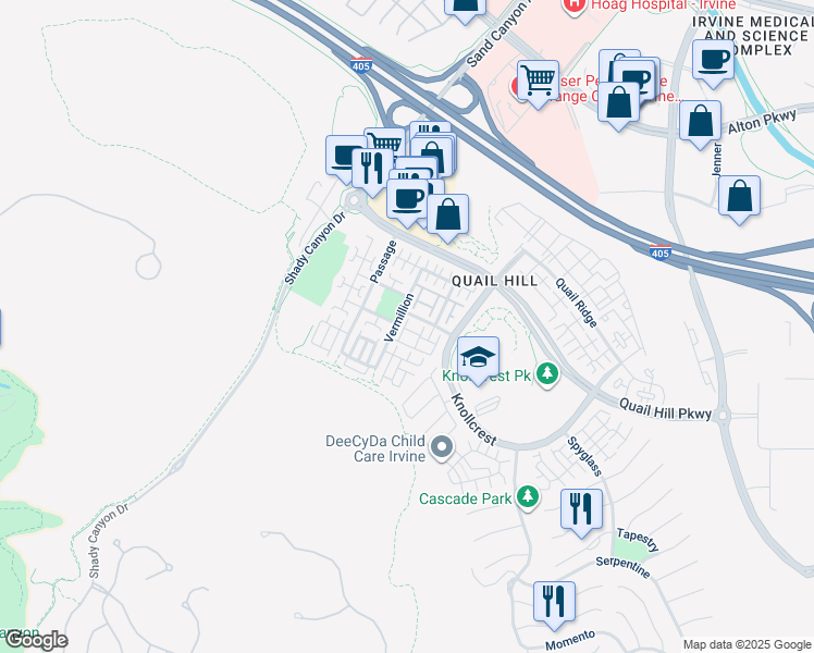 map of restaurants, bars, coffee shops, grocery stores, and more near 30 Perennial in Irvine