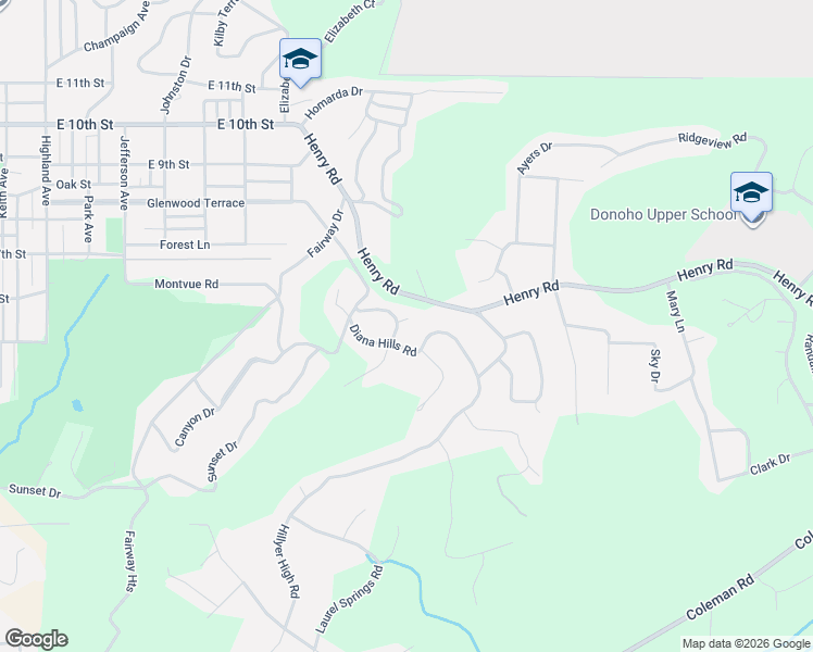 map of restaurants, bars, coffee shops, grocery stores, and more near 11 Dawvon Terrace in Anniston