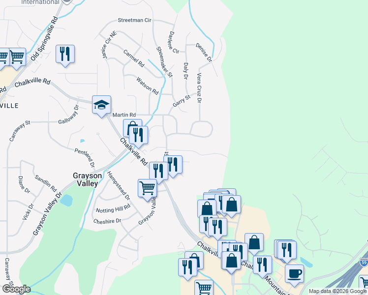 map of restaurants, bars, coffee shops, grocery stores, and more near 2617 Laburnum Drive in Birmingham