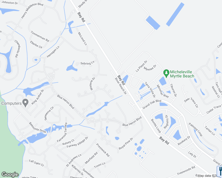 map of restaurants, bars, coffee shops, grocery stores, and more near 6659 East Sweetbriar Trail in Myrtle Beach