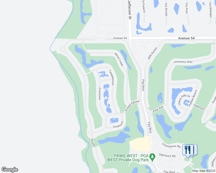 map of restaurants, bars, coffee shops, grocery stores, and more near 55111 Tanglewood in La Quinta