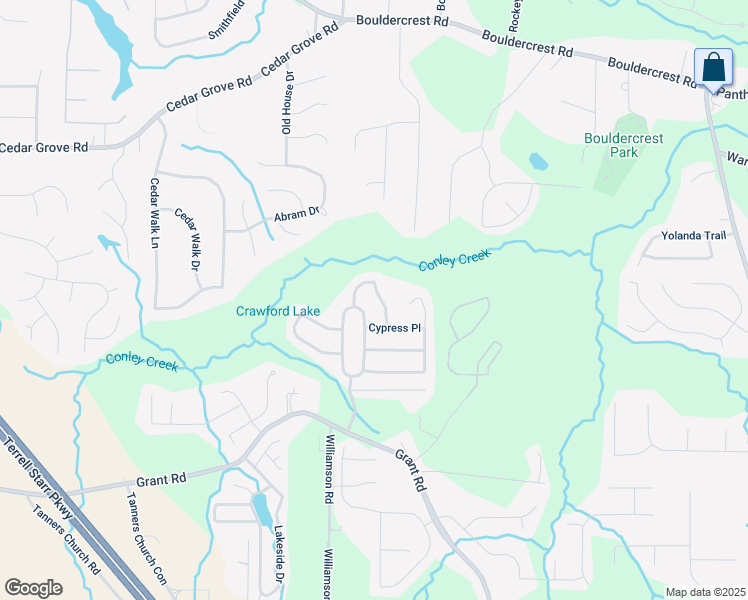 map of restaurants, bars, coffee shops, grocery stores, and more near 2347 Silver Maple Circle in Ellenwood