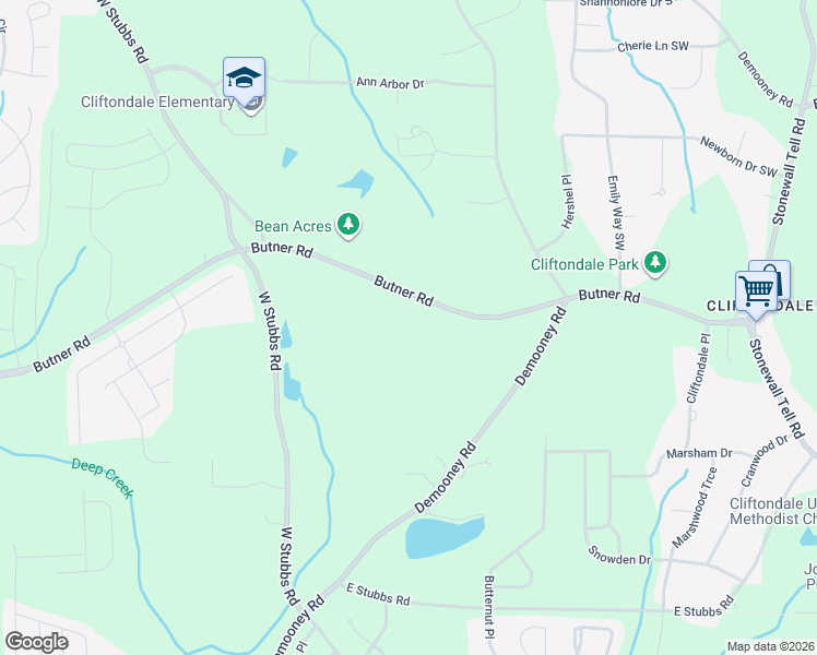 map of restaurants, bars, coffee shops, grocery stores, and more near 4980 Butner Road in College Park