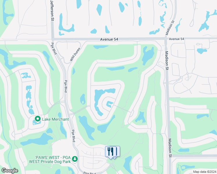 map of restaurants, bars, coffee shops, grocery stores, and more near 80504 Pebble Beach in La Quinta