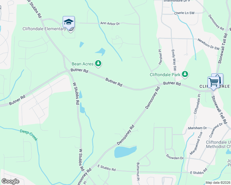 map of restaurants, bars, coffee shops, grocery stores, and more near 4980 Butner Road in College Park