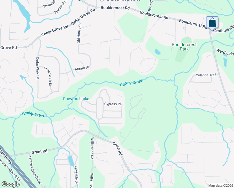map of restaurants, bars, coffee shops, grocery stores, and more near 2309 Pine View Trail in Ellenwood