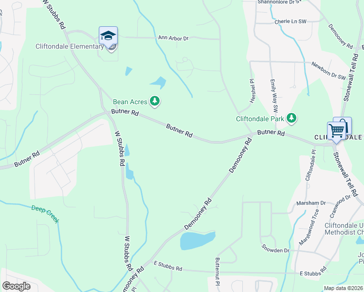 map of restaurants, bars, coffee shops, grocery stores, and more near 4980 Butner Road in College Park