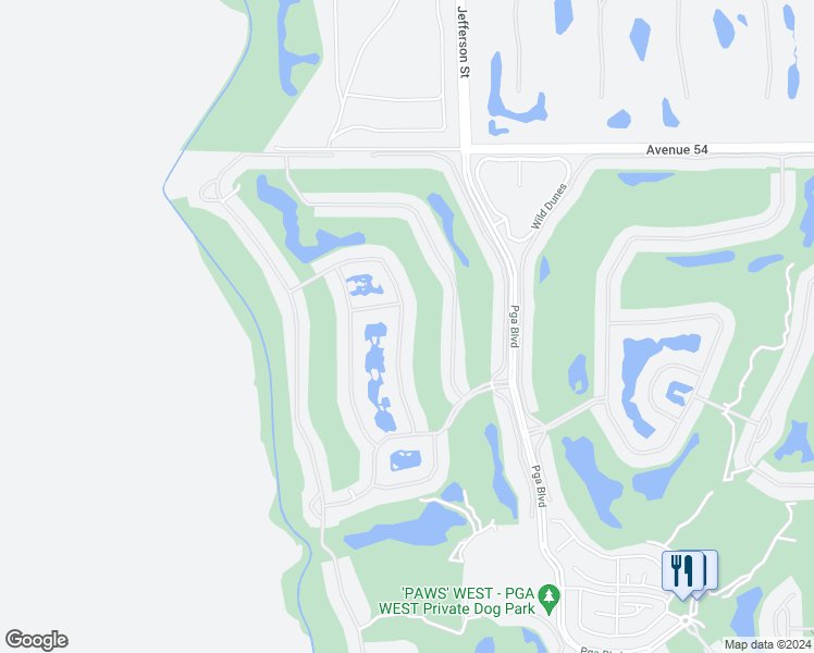 map of restaurants, bars, coffee shops, grocery stores, and more near 54994 Tanglewood in La Quinta