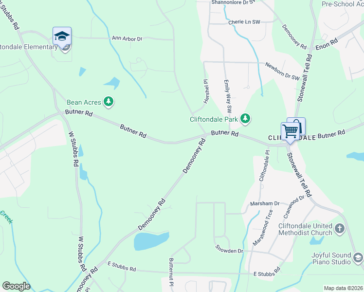 map of restaurants, bars, coffee shops, grocery stores, and more near 4816 Butner Road in Atlanta
