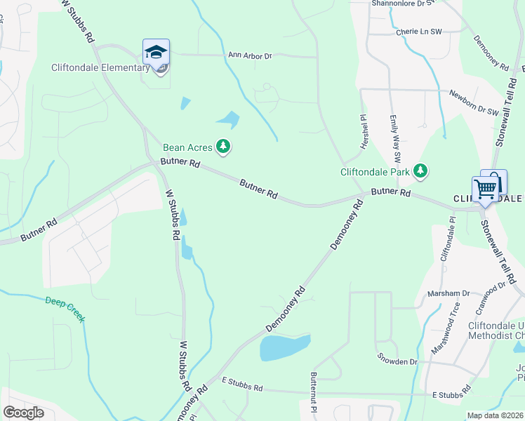 map of restaurants, bars, coffee shops, grocery stores, and more near 4980 Butner Road in College Park