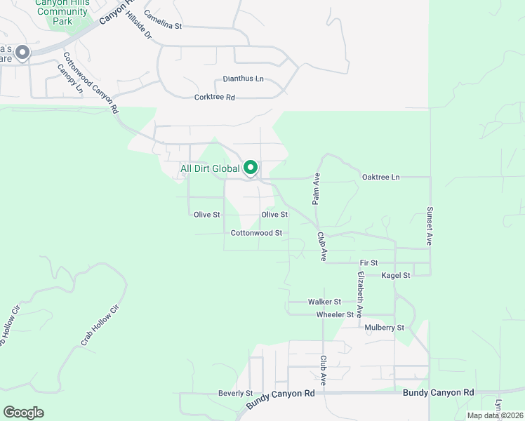 map of restaurants, bars, coffee shops, grocery stores, and more near Olive Street in Menifee