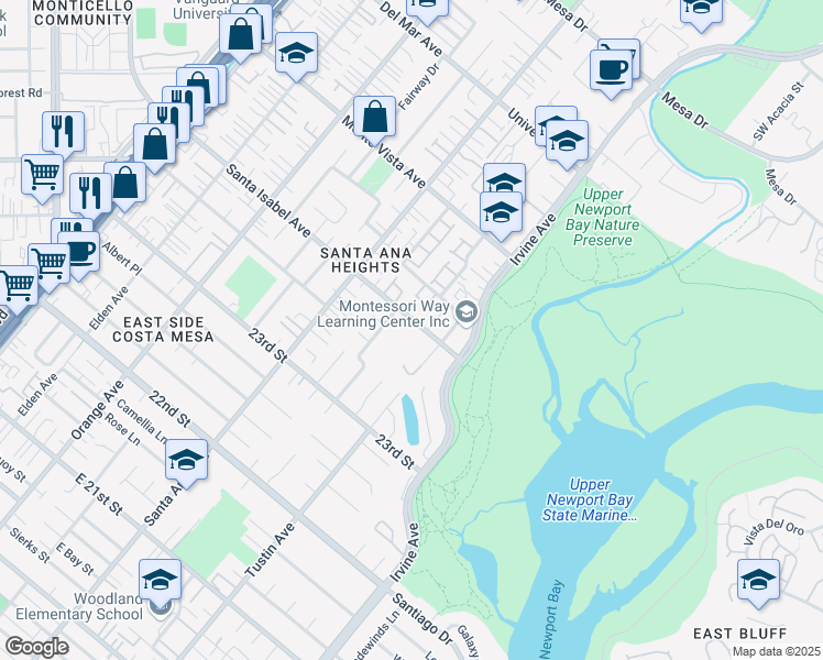 map of restaurants, bars, coffee shops, grocery stores, and more near 375 Santa Isabel Avenue in Newport Beach
