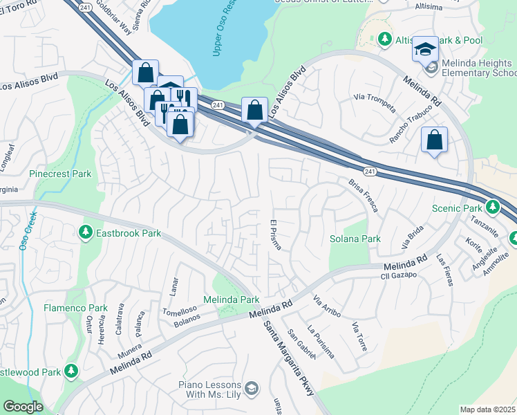 map of restaurants, bars, coffee shops, grocery stores, and more near 28955 Paseo Sabatini in Mission Viejo