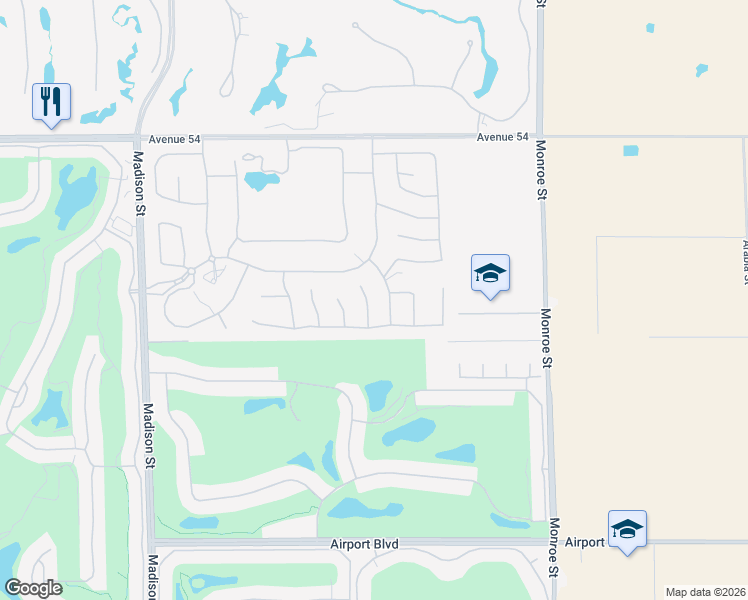 map of restaurants, bars, coffee shops, grocery stores, and more near 54820 Aristides Court in La Quinta