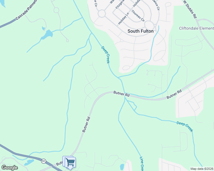map of restaurants, bars, coffee shops, grocery stores, and more near 7401 Petal Place in Fairburn